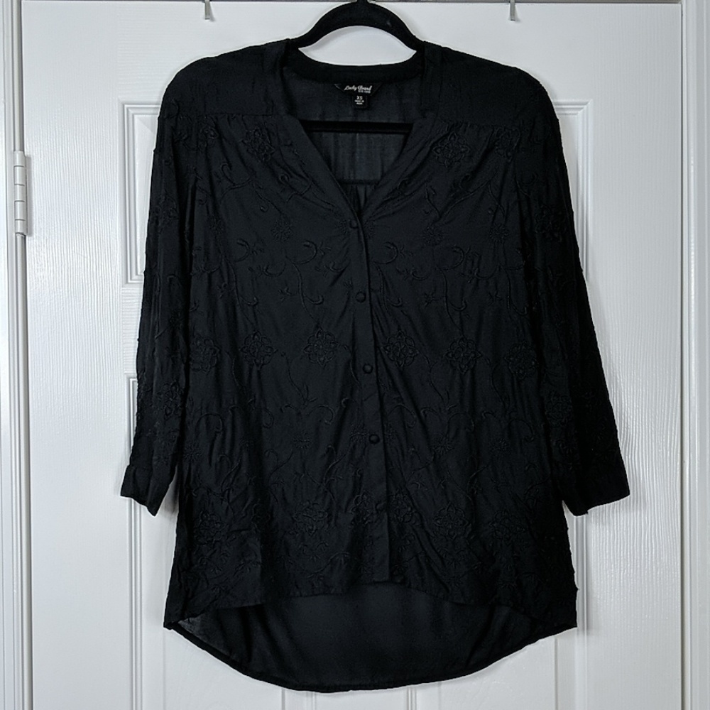 LUCKY BRAND Embroidered Button Down Blouse